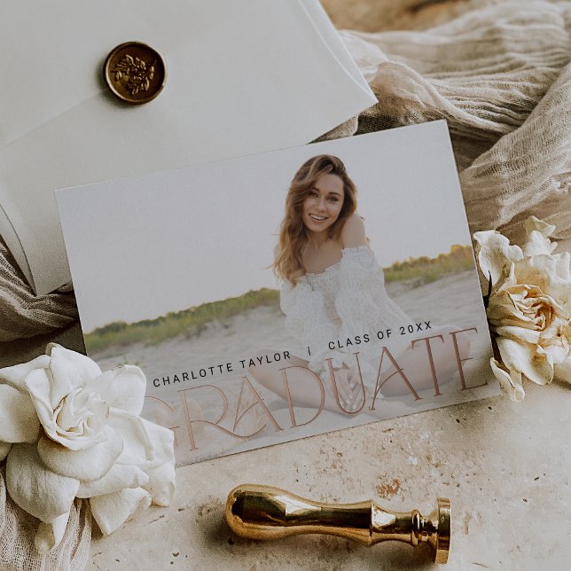 Invitation En Aluminium Graduation photo horizontale de l'huile de pied mo (Créateur téléchargé)