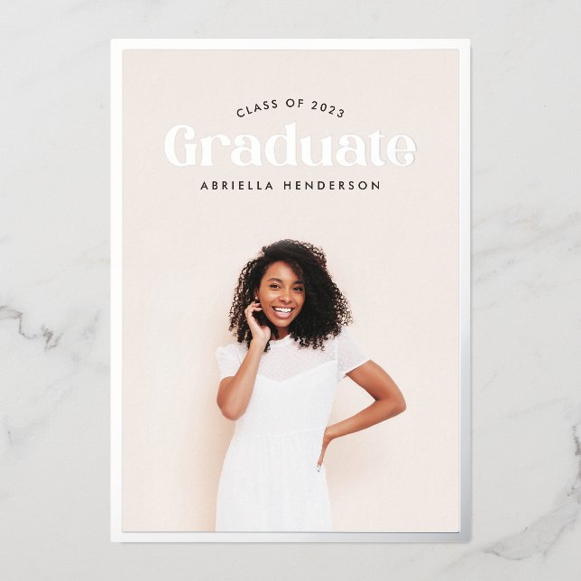 Invitation En Aluminium Graduation photo moderne rétro (Recto)