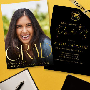 Invitation En Aluminium Graduation Photo personnalisée Gold Foil Invitatio