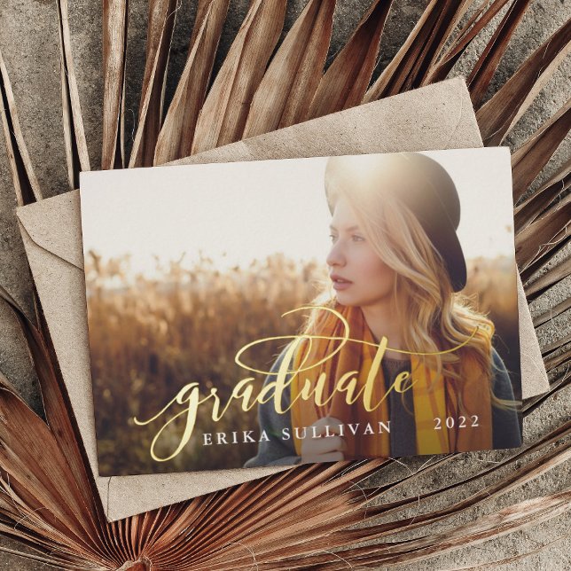 Invitation En Aluminium Graduation Script Photo Party recto verso (Créateur téléchargé)