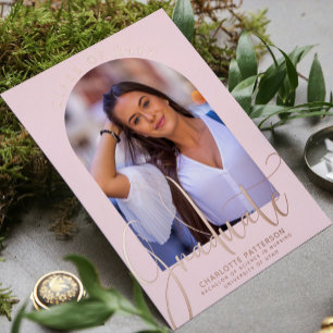 Invitation En Aluminium Gradué Classe De Graduation Arc Photo Rose Or