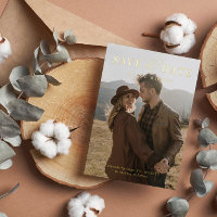 Grand Photo Feuille D'or Enregistrer La Date