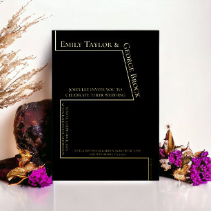 Invitation En Aluminium Graphique amusant simple Mariage moderne Noir et O