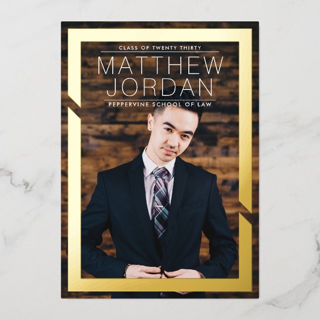 Invitation En Aluminium Gras dans l'or Graduation (Recto)