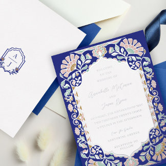 Invitation En Aluminium Grèce Architecture Floral Décoration Mariage cadre