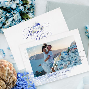 Invitation En Aluminium Grèce Mariage Merci Script Monogramme Photo