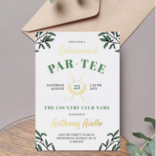 Invitation En Aluminium Green Crossed Golf Clubs Retraite