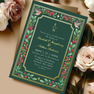 Invitation En Aluminium Green Enchanter Botanical Floral Garden Mariage