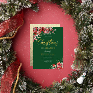 Invitation En Aluminium Green Red & Gold Corporate Christmas Party Gala