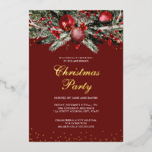 Invitation En Aluminium Green Red Sparkle Gold Foliing Noël