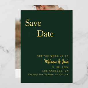 Invitation En Aluminium Green Simple Calligraphy Photo Enregistrer La Date