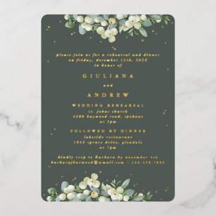 Invitation En Aluminium Gris Green Snowberry+Eucalyptus Mariage répétition
