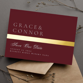 Invitation En Aluminium Gris Maroon Rouge Bourgogne Gold Stripe Enregistre