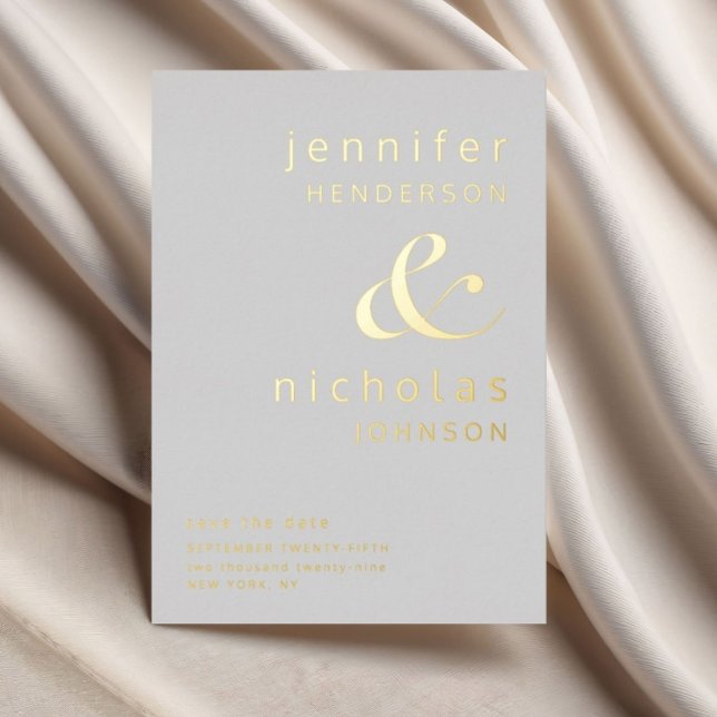 Invitation En Aluminium Gris Rose Or Ampersand Enregistrer le Mariage Date (Gray Rose Gold Ampersand Save The Date Wedding Foil Invitation)