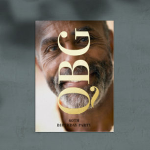 Invitation En Aluminium Gros Monogramme Gras Pressé Or 60ème Anniversaire