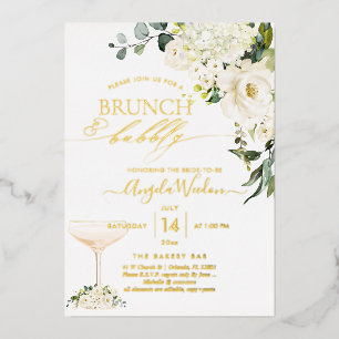 Invitation En Aluminium H2 Roses d'albâtre Brunch Bubbly Réel
