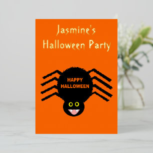 Invitation En Aluminium Halloween Araignée Noire Personnalisée