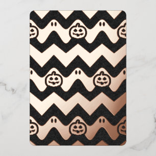 Invitation En Aluminium Halloween Chevron Motif avec Fantômes et Citrouill