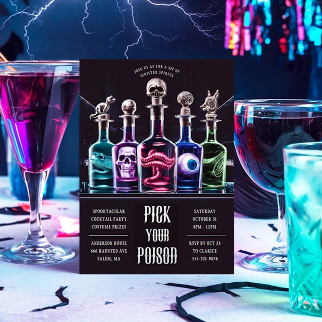 Invitation En Aluminium Halloween Choisissez votre poison personnalisé (Créateur téléchargé)