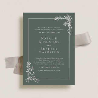 Invitation En Aluminium Hamilton Elégant Sage Silver Foil Mariage