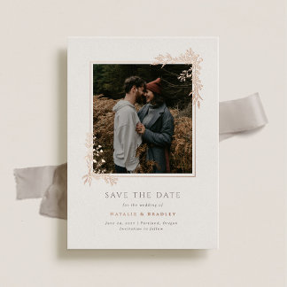 Invitation En Aluminium Hamilton Rose Gold Greenery Wedding Enregistrer la