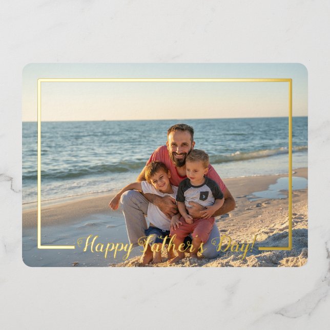 Invitation En Aluminium Happy Father's Day Photo w/ Foil Line Frame Card (Recto)