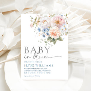 Invitation En Aluminium Hargrove Fleurs Bleues Bébé en Fleur Baby Shower