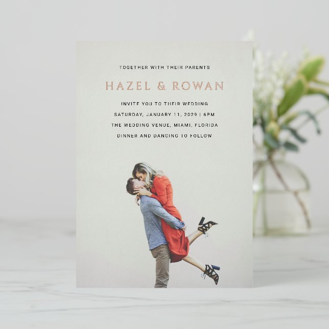 Invitation En Aluminium Hazel Photo Mariage moderne (Debout devant)