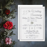 Invitation En Aluminium Heart Diamond 25th Wedding Anniversary Party Foil<br><div class="desc">Elegant faux (printed)  heart shaped diamond,  teardrop diamond and circular diamond shapes on a white background 25th Wedding Anniversary party design with real silver foil text.  Original design by Holiday Hearts Designs (rights reserved).</div>