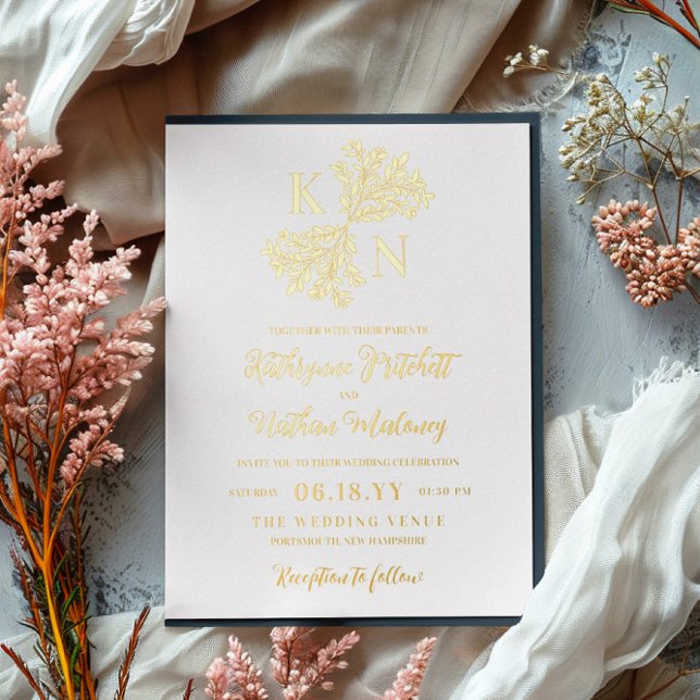 Invitation En Aluminium Hébergement de monogramme de buisson de baies avec (Créateur téléchargé)