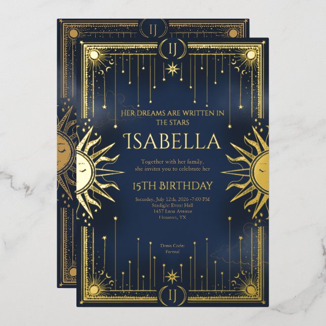 Invitation En Aluminium Her dreams are written in the stars (Recto/Verso)