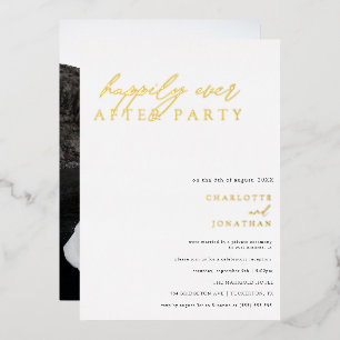 Invitation En Aluminium Heureux Jamais après le Parti Moderne Elopement Ma