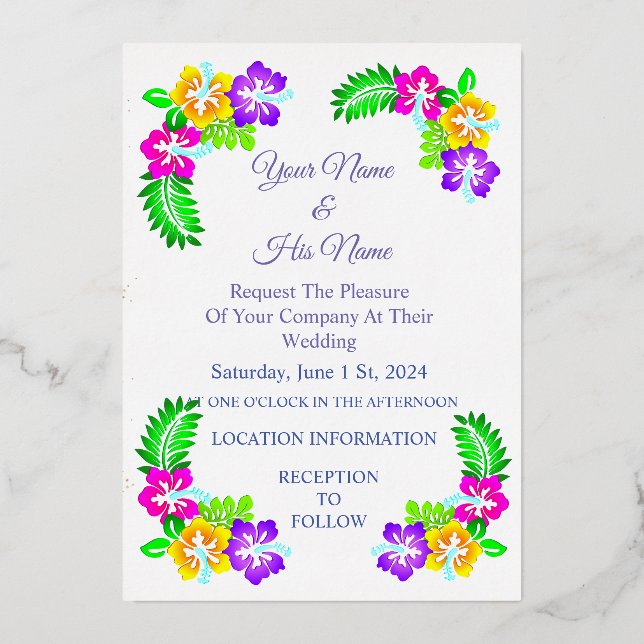 Invitation En Aluminium Hibiscus tropical de Thunder_Cove (Recto)