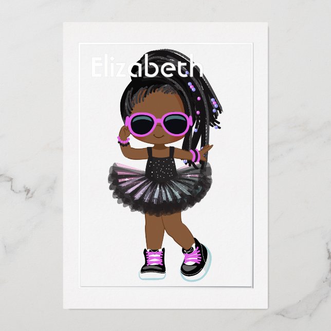 Invitation En Aluminium Hip hop Tutu African American Birthday (Recto)