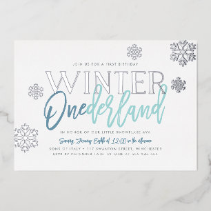 Invitation En Aluminium Hiver ONE derland 1er anniversaire Blue Silver
