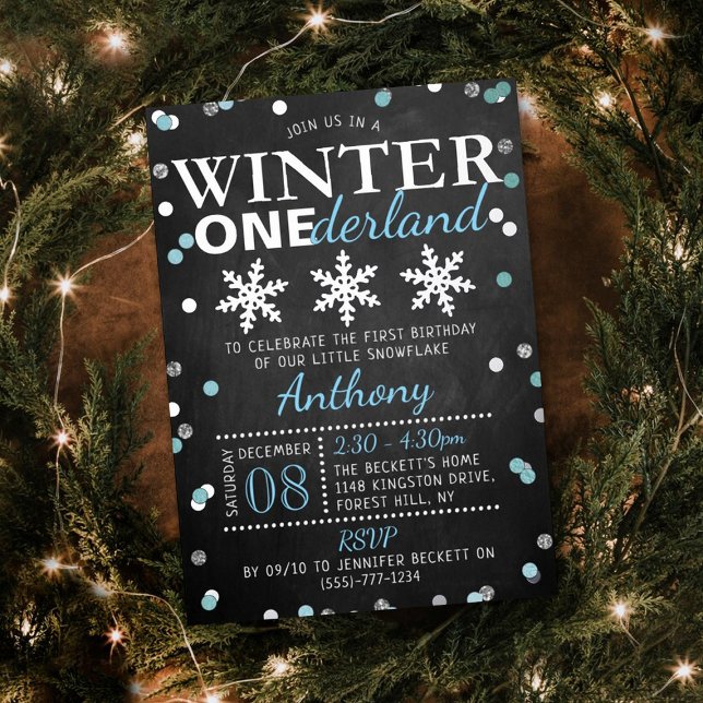 Invitation En Aluminium Hiver ONE derland 1er anniversaire Real (Créateur téléchargé)