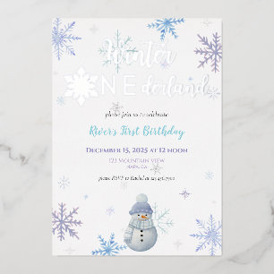 Invitation En Aluminium Hiver ONE derland premier anniversaire Foil Invita