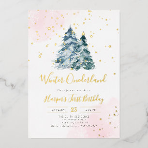Invitation En Aluminium Hiver Onederland 1er anniversaire fille