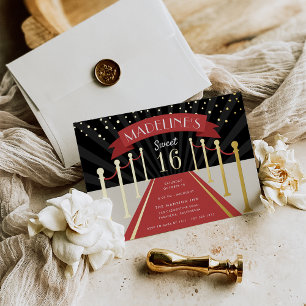 Invitation En Aluminium Hollywood Red Carpet Movie Thème Sweet 16 Gold