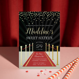 Invitation En Aluminium Hollywood Red Carpet Sweet sixteen or