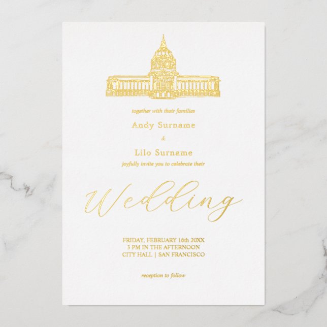 Invitation En Aluminium Hôtel de ville de San Francisco (Recto)