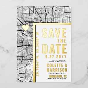 Invitation En Aluminium Houston Love Locator   Enregistrement de mariage à