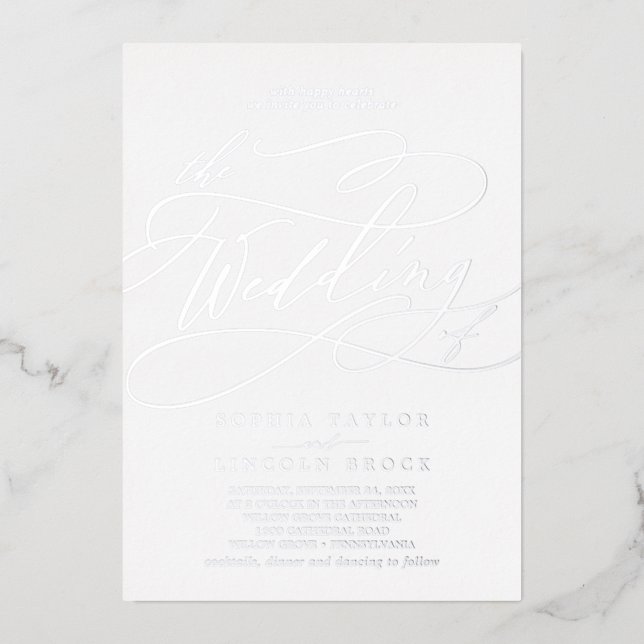 Invitation En Aluminium Huile D'Argent Romantique Flourissent Le Mariage D (Recto)