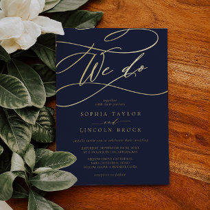 Invitation En Aluminium Huile d'or romantique Marine prospère Nous faiso