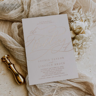 Invitation En Aluminium Huile d'or Rose romantique   Blush Le Mariage De