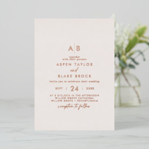 Invitation En Aluminium Huile Rose moderne   Mariage de monogramme