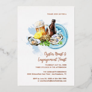 Invitation En Aluminium Huîtres aquarelle et fête de l'engagement de la bi