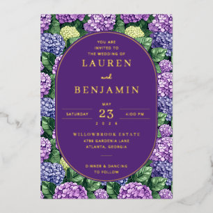 Invitation En Aluminium Hydrangea Florale Violet Royale