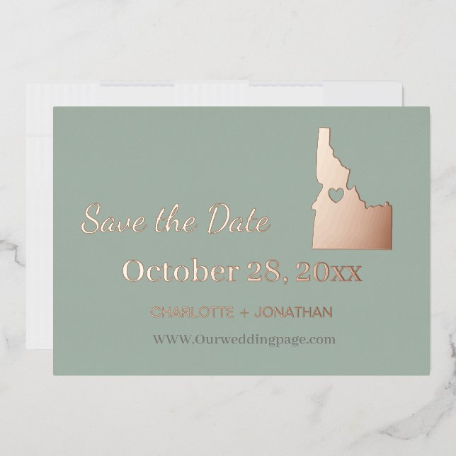 Invitation En Aluminium Idaho Mariage Enregistrer La Date Rose Gold   (Enveloppe)