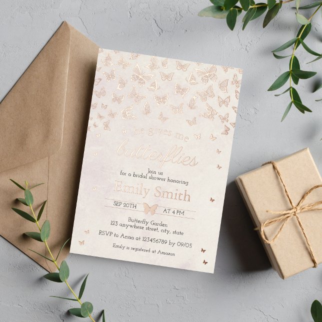 Invitation En Aluminium Il me donne la Fête des mariées des papillons (Créateur téléchargé)